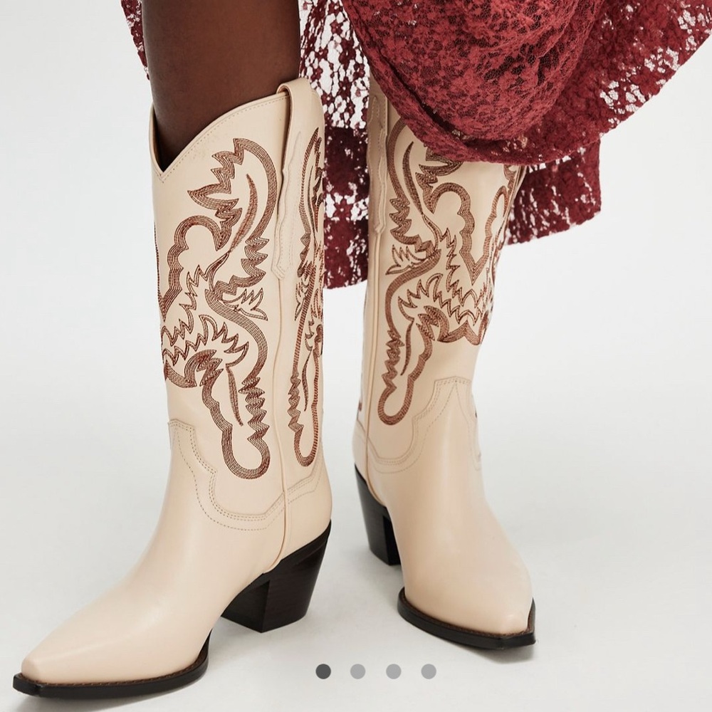 Jeffery Campbell x Free People Dagget Cream Brown Leather Western Boots